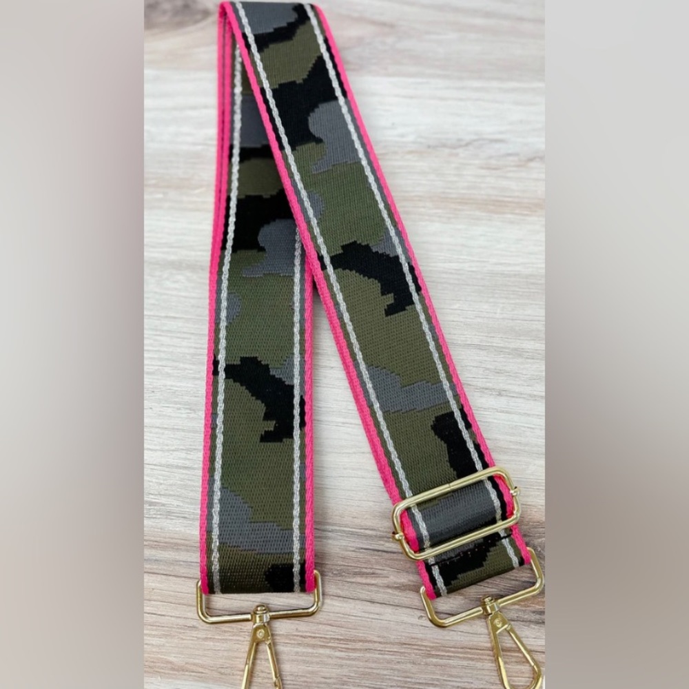 💖NEW Camouflage with Lurex Stripe-Pink Crossbody Bag Strap